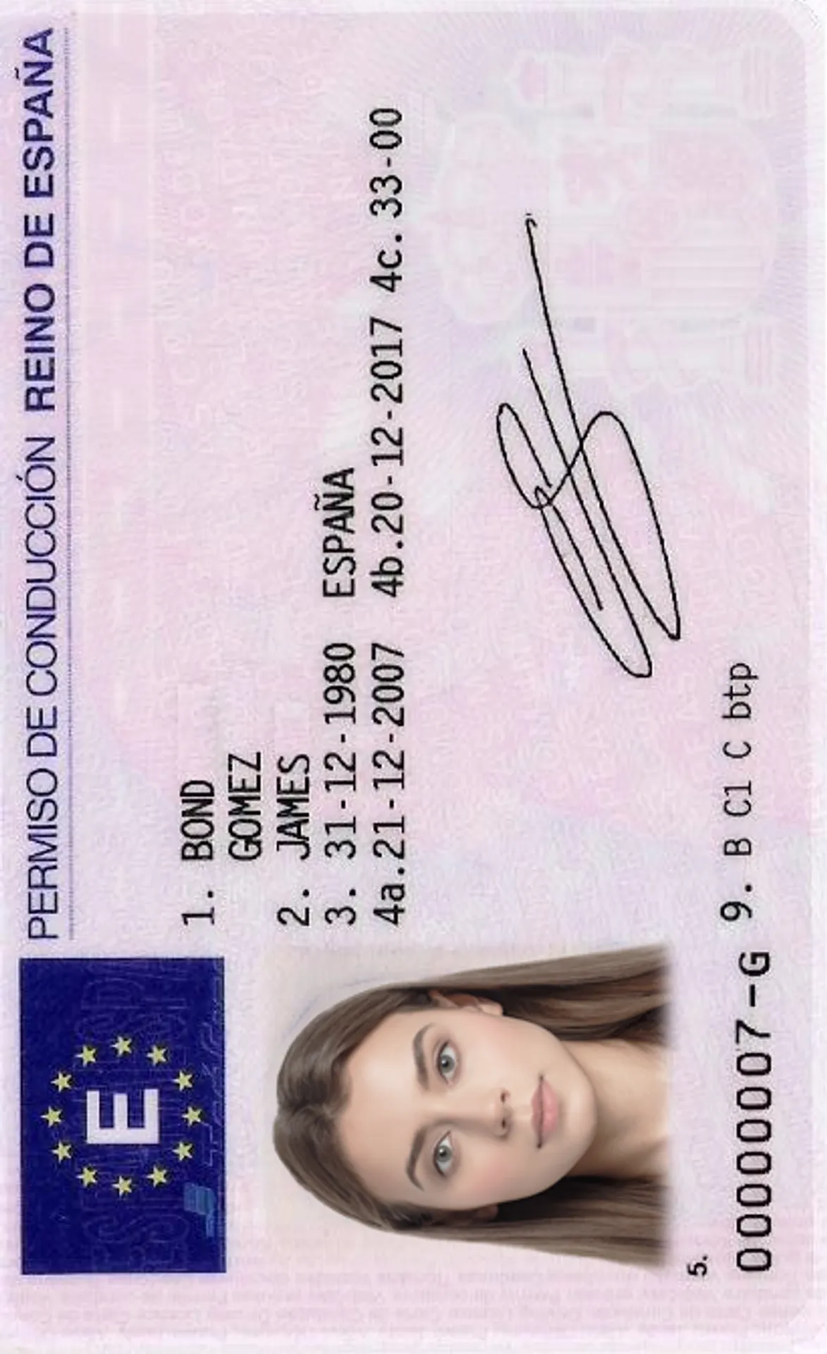 Foto para el carnet de conducir español
