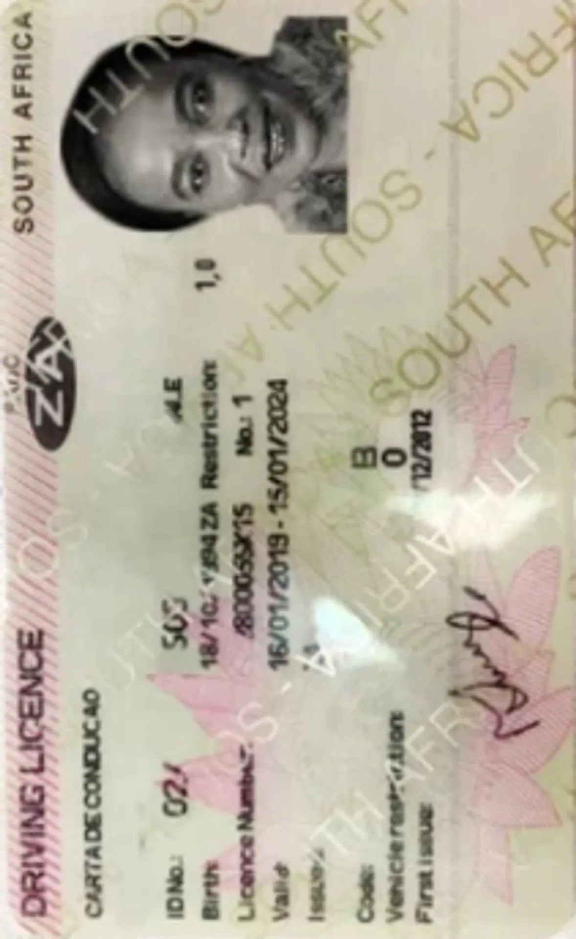 South African Driving Licence Photo