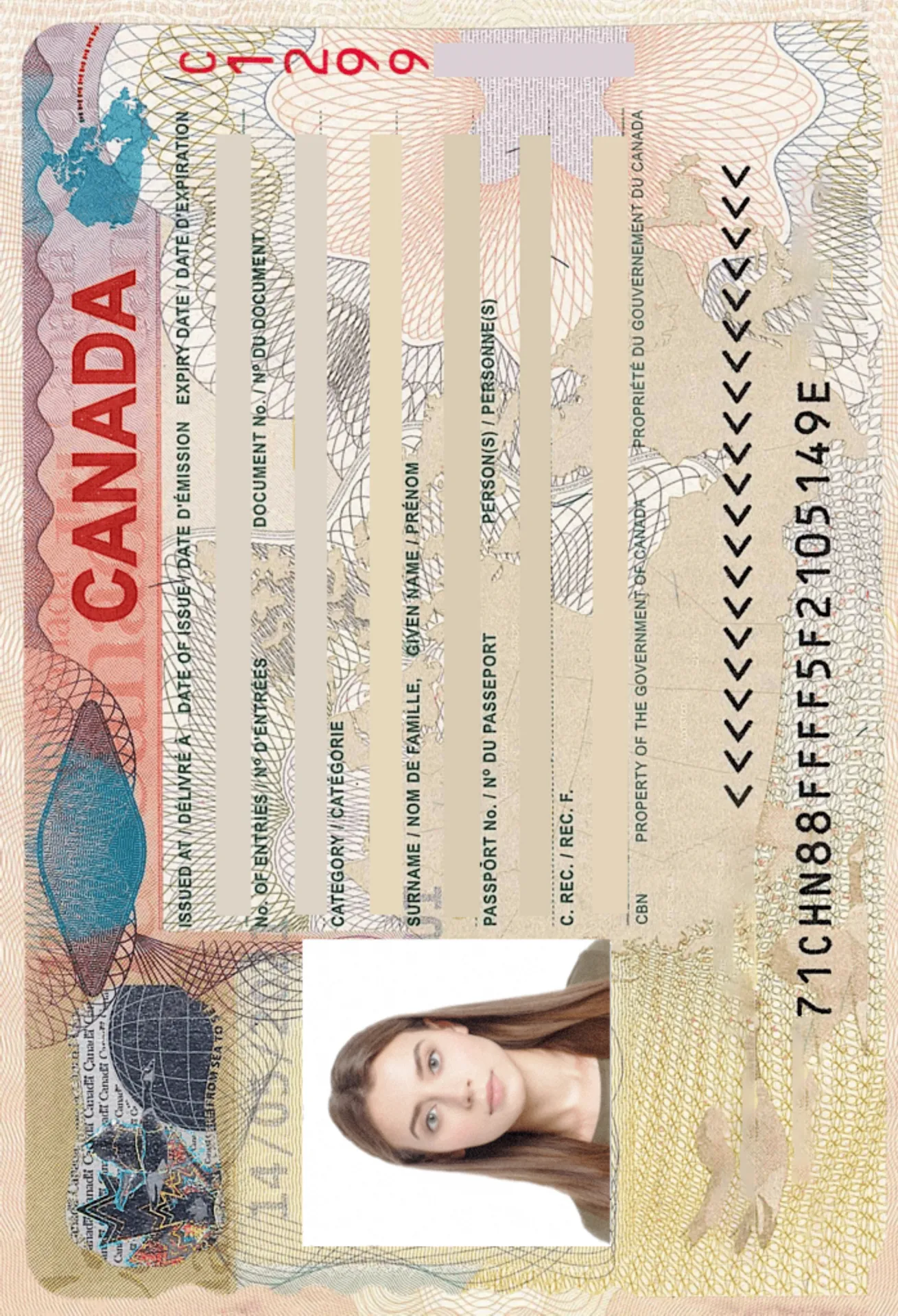 Foto para la visa para Canadá 35x45 mm (3,5 x 4,5 cm)