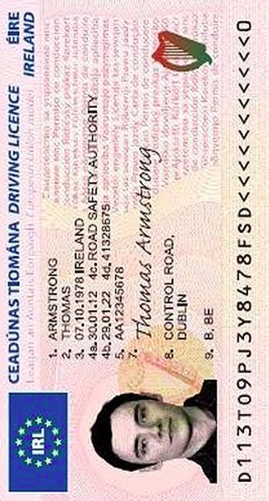 Irish Driving Licence Photo