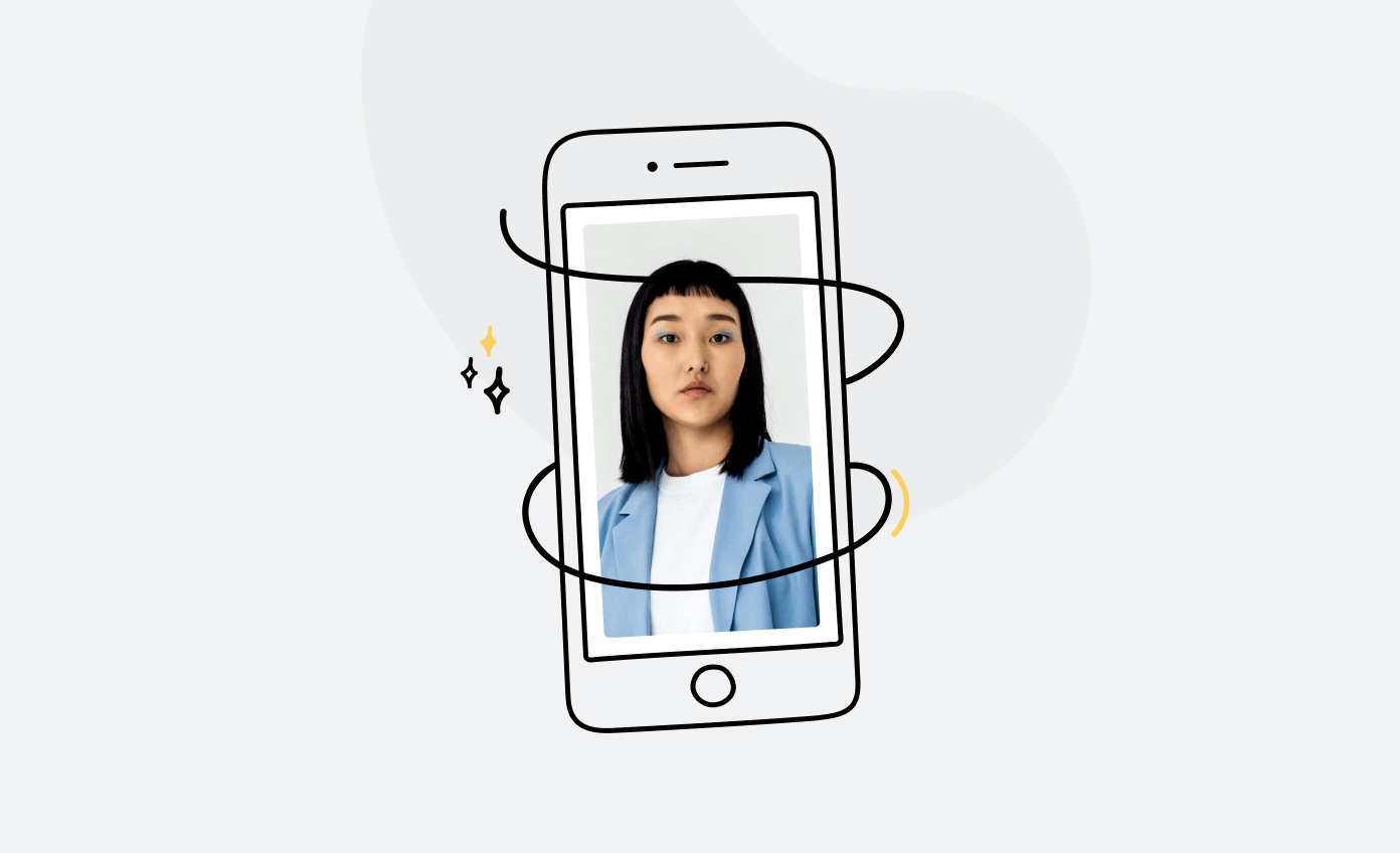 Taking a passport photo with an iPhone.
