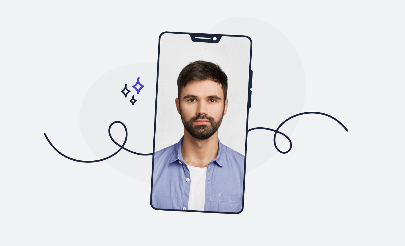 A passport photo taken with an Android phone.