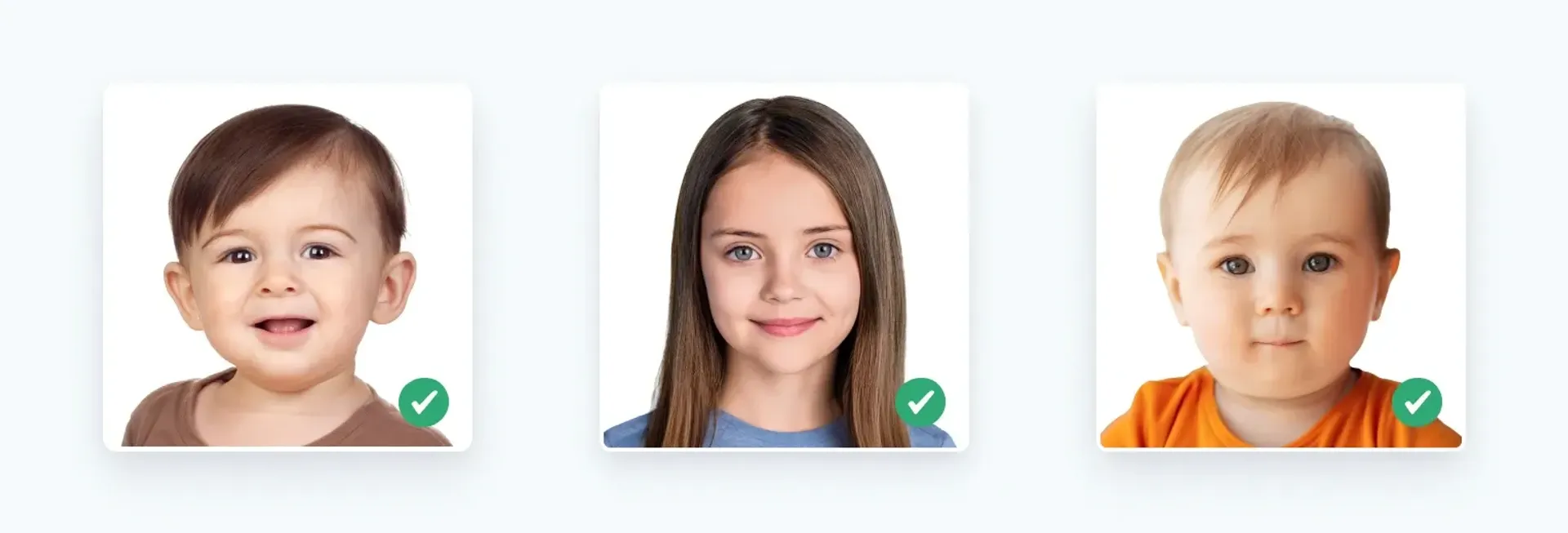 Examples of acceptable Green Card photos for babies.