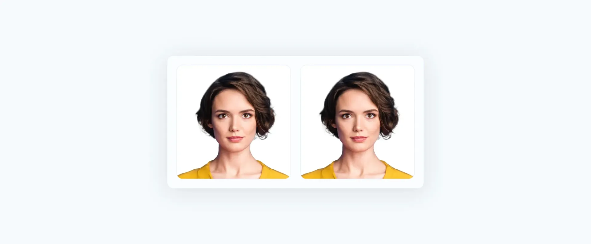 The end result—fully compliant US passport photos done with our passport photo maker.