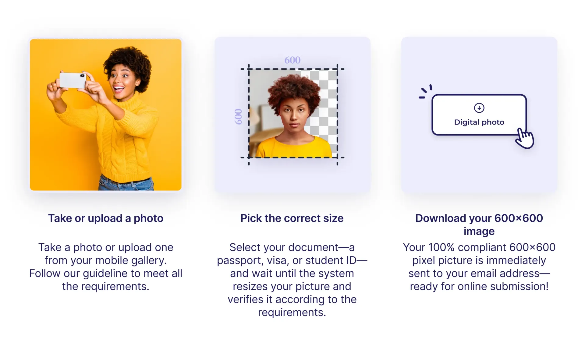 Creating 600 x 600 px photo with Passport Photo Online, a 600×600 pixel photo converter..